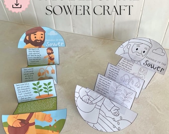 Parable of the Sower folding surprise craft, Jesus parables story for kids, Bible Printable Activity, Sunday School, Homeschool, Christian