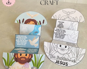 Jesus is Baptized folding surprise craft, Kids Story Retell, Printable Activity, Sunday School, Homeschool, Christian, The Baptism of Jesus
