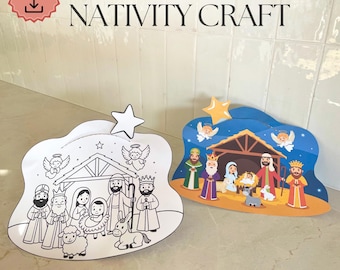 Nativity manger craft, Star of Bethlehem story for kids, Bible Printable Activity, Sunday School, VBS, Homeschool, The birth of Jesus