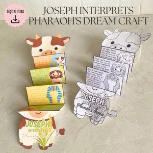 Josef tolkar faraos dröm, vikbara överraskningspyssel, Josefs berättelse för barn, utskrivbar bibelaktivitet, söndagsskola, VBS, hemundervisning