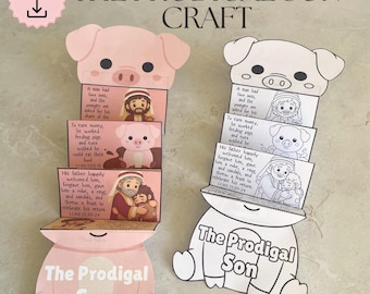 The Prodigal Son folding surprise craft, Parable of Jesus for kids, Bible Printable Activity, Sunday School, Homeschool, Christian, Lost son