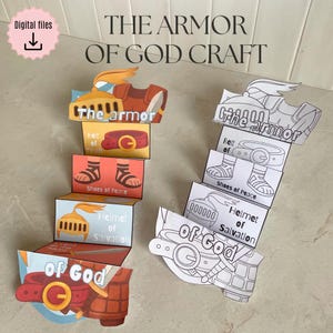 The Armor of God folding surprise craft, Church story for kids, Bible Printable Activity, Sunday School, VBS, Homeschool, Christian craft