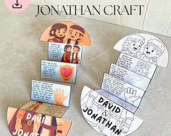 David and Jonathan folding surprise craft, Friendship story for kids, Bible Printable Activity, Sunday School, VBS, Homeschool, Mini Book
