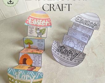 Manualidad sorpresa plegable de la historia de Pascua, Historia de Semana Santa para niños, Actividad bíblica imprimible, Escuela dominical, Educación en el hogar, Él ha resucitado, Cristiano