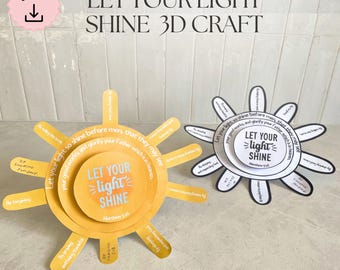 Let Your Light Shine 3D craft, Matthew 5:16 for kids, Bible Printable Activity, Sunday School, VBS, Homeschool, Printable Christian lesson