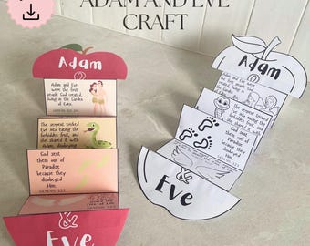 Adam and Eve folding surprise craft, Adam and Eve story for kids, Bible Printable Activity, Sunday School, VBS, Homeschool, Christian Lesson