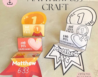 Matthew 6:33 folding surprise craft, Seek first the kingdom of God bible verse for kids, Bible Printable Activity, Sunday School, Homeschool