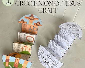 The Trial and Crucifixion of Jesus folding surprise craft, Easter for kids, Bible Printable Activity, Sunday School, Homeschool, Christian