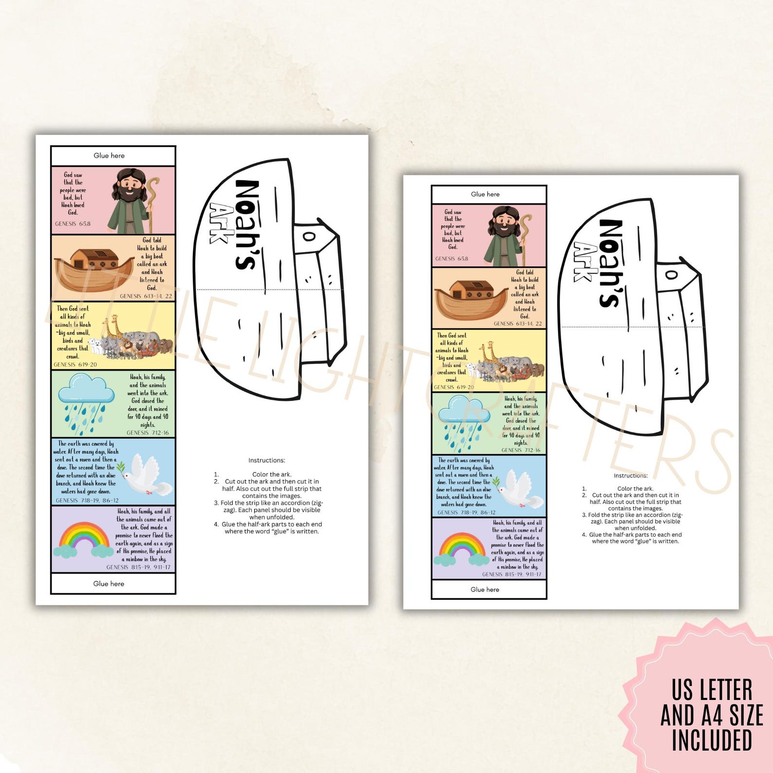 Noah's Ark Folding Surprise Craft, Noah Story for Kids, Bible Printable ...
