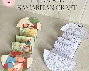 The Good Samaritan folding surprise craft, Jesus parables story for kids, Bible Printable Activity, Sunday School, Homeschool, Christian