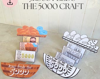 Jésus donne à manger aux 5000 artisanat surprise pliant, histoire de pains et de poissons pour les enfants, activité biblique à imprimer, école du dimanche, VBS, école à la maison