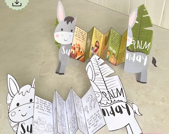 Palm Sunday folding surprise craft, Holy week story for kids, Bible Printable Activity, Sunday School, VBS, Homeschool, Christian supply