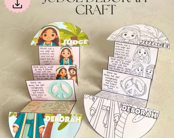 Judge Deborah folding surprise craft, Story Retell for kids, Printable Activity, Sunday School, Homeschool, Christian, Women of the Bible