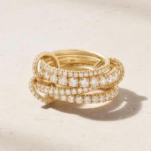 14K Solid Gold Eternity Multi Link Connected Ring, Circle Plain Eternity Ring 14KGF Gold Eternity Multi Link Connected Ring, Two Tone rings