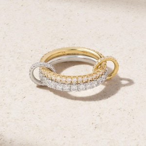 14K Solid Gold Multi Link Connected Ring, Chunky Gold Ring, Gold Ring Set, Eternity Statement Ring, Maximalist Ring, Interlocking Ring