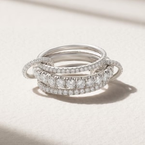 14KGF Two Tone Link Connected Rings, Interlocking Ring, Gold and Silver Statement Ring, Maximalist Stacking Ring