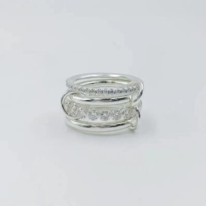 14KGF Gold Multi Link Connected Ring, Chunky Gold Ring, Gold Ring Set, Eternity Statement Ring, Interlocking Ring, 1/20 14K Stamped