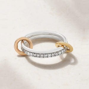 14KGF Gold Multi Link Connected Ring, Chunky Gold Ring, Gold Ring Set, Eternity Statement Ring, Maximalist Ring, Interlocking Ring