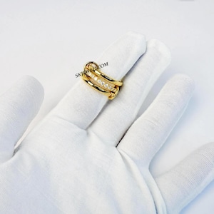 14K Gold Statement Ring, Multi Band Ring, Connected Ring, Gold Linked Ring, Stackable Eternity Ring, Interlocking Ring, Multi Connector Ring