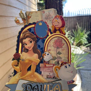 Belle Cake Topper- Beauty and the Beast Cake Topper- Belle Birthday Party- Belle Birthday Decorations- Princess Cake Topper- Shaker-