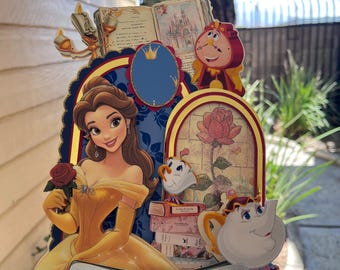 Beauty and the Beast Birthday Cake Topper / Belle Princess Cake Topper / Shaker Party Decoration