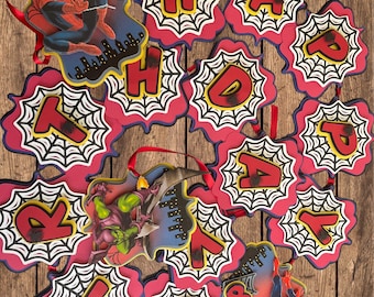 Spiderman Birthday Banner- Spiderman Happy Birthday Banner-Superhero Party