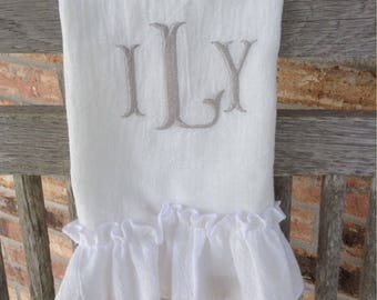 Soft White Hand Towel, Monogrammed Guest Towel