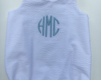 White Bubble, shortall, jon jon, matching bib available, Made in the USA, FREE MONOGRAM, Baptism, Christening, Wedding Day for baby, Wedding