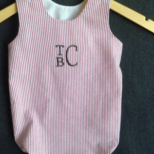 Baby Boys Bubble, seersucker, red and white stripe, matching bib available, FREE MONOGRAM, Patriotic, john john, Jon Jon, Shortall image 1