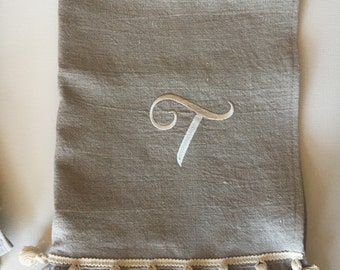 Linen towel for Kitchen or Bath, Monogrammed Guest Towel, Hostess Gift, wedding gift, heavy weight linen, monogram included