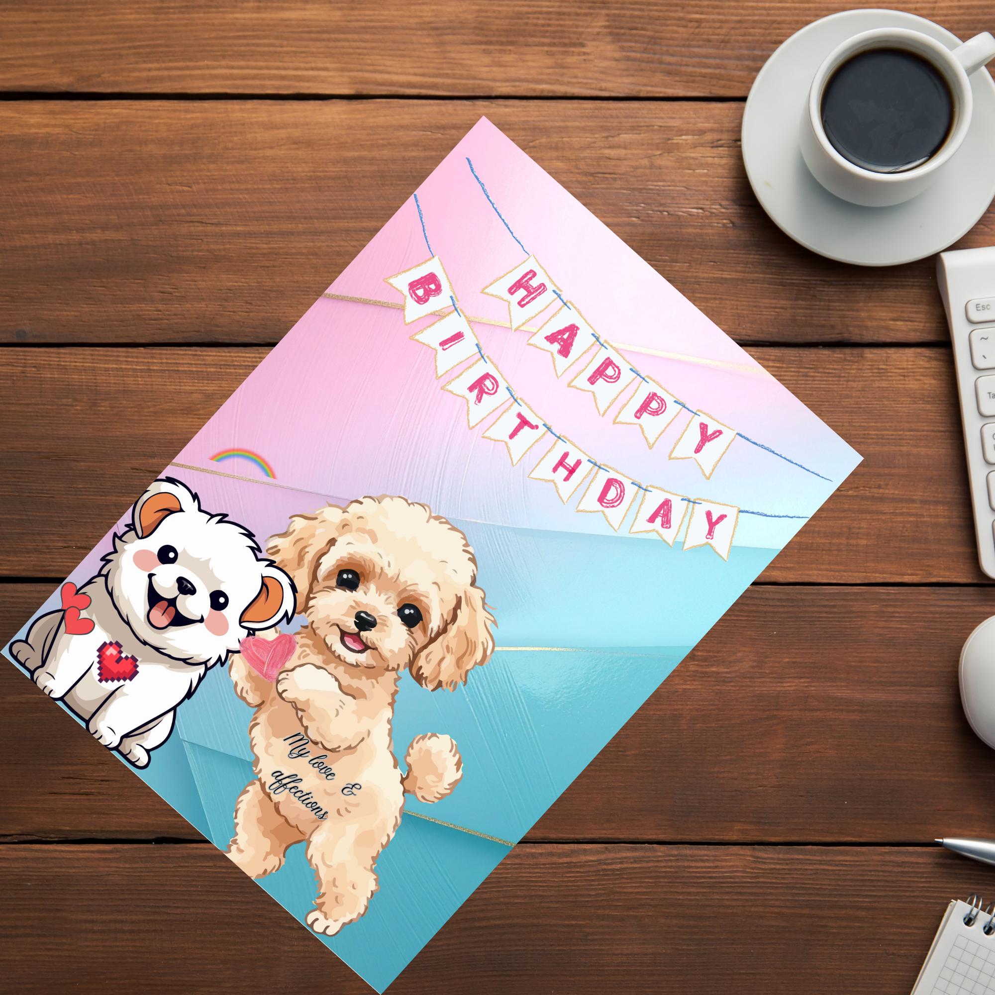 Editable Puppy Birthday Card, Canva Template, Cute Dog Printable ...