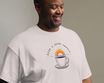 Rise & Grind Gently Coffee Graphic Tee – Cozy Caffeine Shirt, Slow Morning Aesthetic, Comfort Core T‑Shirt, Barista Gift Idea