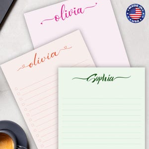 Personalized Notepad – Custom Name Memo Pad, Minimalist Design, Gift for Her, Student, Birthday & Christmas