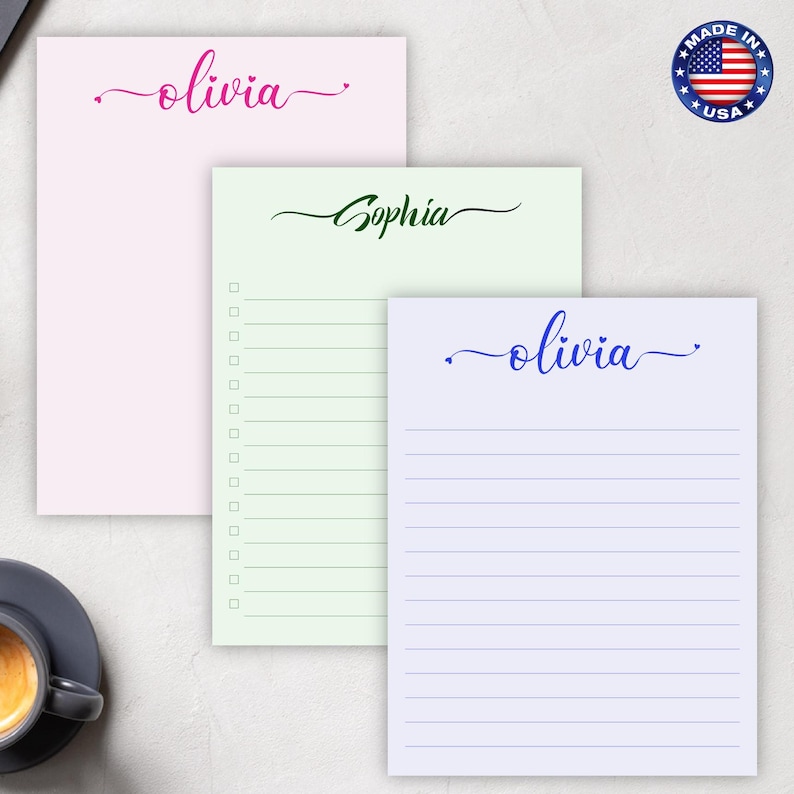 Personalized Notepad – Custom Name Memo Pad, Minimalist Design, Gift ...
