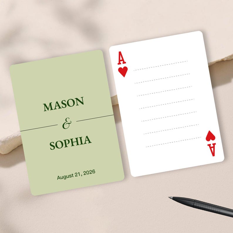 Custom Blank Playing Cards Wedding Guest Book Alternative, Interactive ...