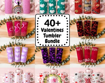 40+ Valentine Tumbler Wrap PNG Bundle | Glitter Heart & Luxury Love Designs | 20oz Sublimation Wrap | Instant Download