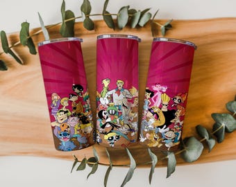 90s Cartoon Character Tumbler Wrap | Retro Nostalgia Sublimation PNG (20oz Skinny Tumbler Design)