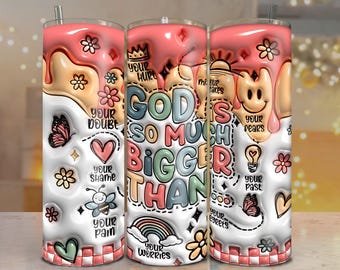 God Is Bigger Tumbler Wrap PNG: Christian 20oz Skinny Tumbler Design (Digital Download)