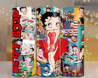 Retro Girl Tumbler Wrap PNG: Vintage Cartoon Sublimation Design (Digital Download)