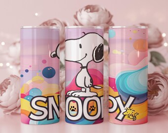 Cartoon Dog Tumbler Wrap PNG 20oz | Colorful Doodle Puppy Sublimation Design | Straight Tapered Cup Wrap Digital Download