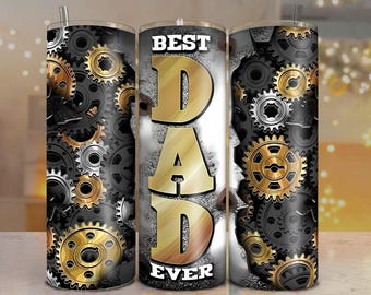 Dad Ever Tumbler Wrap | Gold Gear Design (Digital Download)