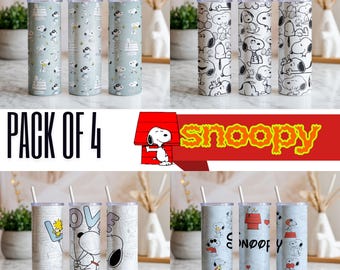 4+ Cartoon Puppy Tumbler Wrap PNG Bundle | Vintage Comic Beagle Style Art | Sublimation Wraps for 20oz