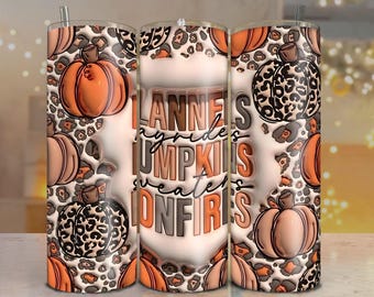 Leopard Pumpkin Tumbler Wrap PNG: Fall Sublimation Design (Digital Download)