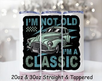 Classic Car Tumbler Wrap PNG: Sublimation Design (Digital Download)