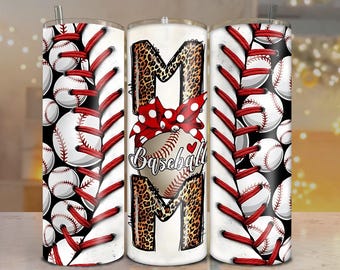 Baseball Mom Tumbler Wrap: Leopard Print Sublimation Design (Digital Download)