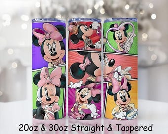 Minnie Mouse Comic PNG: Tumbler Sublimation Design (Digital Download)