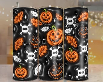 3D Halloween Tumbler Wrap PNG: Haunted House Sublimation Design (Digital Download)