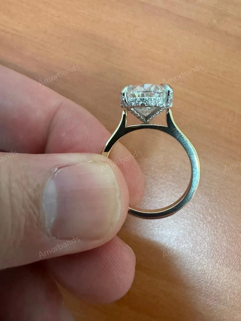 3 Carat Oval Cut Lab Grown Diamond Engagement Ring | Solitaire Hidden ...