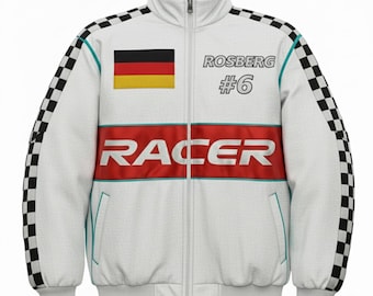 Custom Racing Bomber Jacket: Vintage Motorsport Style, Personalized Name & Number