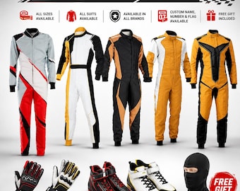 カスタムF1レーシングスーツ：グローブとバラクラバ付きのパーソナライズされたカートスーツ